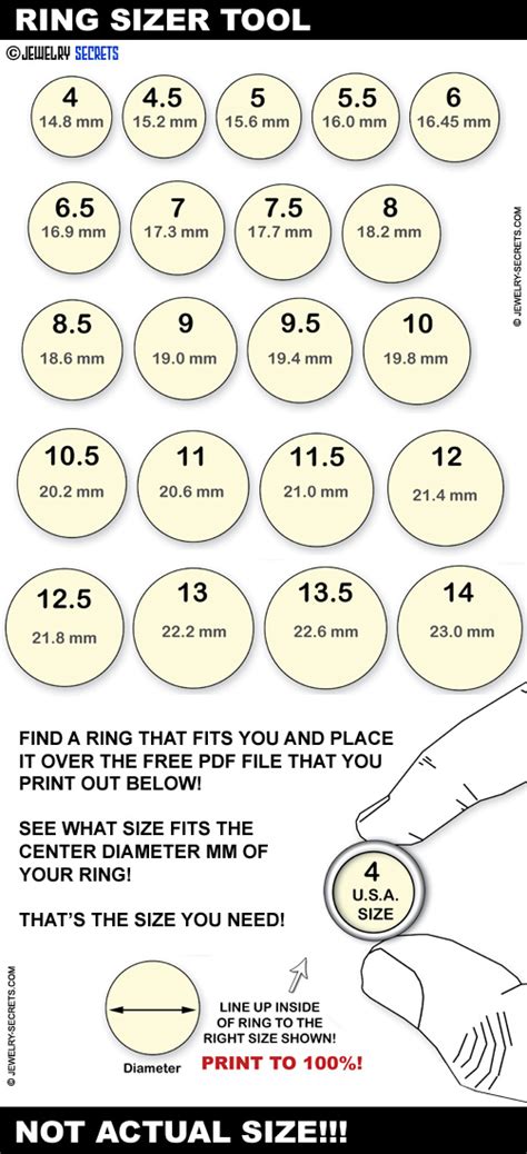 finger ring measurement chart